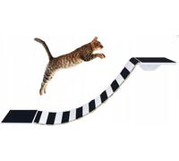QLS Pont pour chats avec 2 lits pour chats Set 130cm fixation murale bois blanc noir 10957