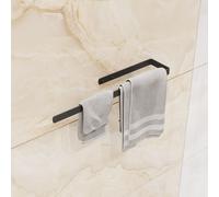 QLS Porte-serviettes 60 cm Barre pour salle de bain cuisine Acier Noir 11112