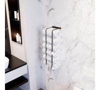 QLS Porte-serviettes de bain Étagère de rangement en acier pour montage mural Noir 11107