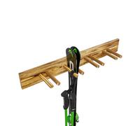 QLS Porte-skis mural 90 cm pour 4 paires de bâtons de marche nordique en bois flammé 11015
