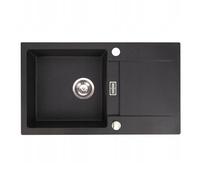 QLS Runner Évier 76 x 44 cm avec égouttoir et siphon réversible Noir