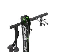 QLS S3 2 Support mural pour 2 paires de skis de 44 cm pour bâtons de marche nordique et trekking avec revêtement en caoutchouc de protection pour un rangement peu encombrant