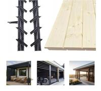 QLS Shutters Système de brise-vue avec lamelles réglables, avec 12 planches en bois de 100 cm, 120 cm, store vénitien en bois, protection solaire, jardin, pergola, terrasse (120 cm)