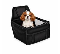 QLS Siège auto pour chien, 40 x 40 x 32 cm, pour petits chiens et chiots, transporteur de siège auto, sûr, imperméable, avec sécurité de ceinture, filet respirant et poche avant, facile à monter
