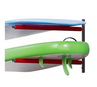 QLS Support mural en acier pour planche SUP Rouge 72 x 50 cm 35 kg | La mousse de protection empêche les marques de pression et les rayures, idéale pour ranger les planches de SUP