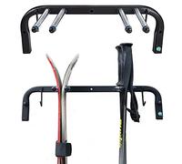QLS Support mural pour 2 paires de skis - 47 cm - Pour marche nordique - Bâtons de trekking - Porte-skis - Patère avec revêtement en caoutchouc de protection pour un rangement peu encombrant N3 2