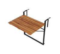 QLS Table de balcon pliante - Table d'appoint - Réglable - Pliable - En bois d'acacia - Pour balcon, terrasse