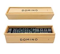 QLSKI Dominos Set,Divertissement Divertissement Voyage, Coffret de Dominos, Jeu de société d'intérieur en Cuir, Jouet en Bois, Jeu de société emballé pour Adultes et Enfants (55pcs)