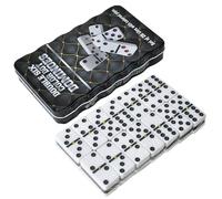 QLSKI Dominos Set,Divertissement Divertissement Voyage, Coffret de Dominos, Jeu de société d'intérieur en Cuir, Jouet en Bois, Jeu de société emballé pour Adultes et Enfants (28pcs-Noir)