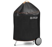 QLSXLB Housse Barbecue Rond Exterieur Imperméable, Bache Barbecue Charbon Résistante de 420D Oxford Φ77x90cm, Accessoires Barbecue Anti-l'eau/Anti-Vent/Anti-UV/Anti-l'Humidité/Antipoussière Noir