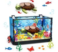 QLT Aquarium Turtle Fish Tank Ideas - Jouet de construction LED - Compatible Lego - Cadeau adultes, garçons et filles à partir de 8 ans