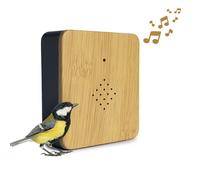 QLT Nichoir avec sons naturels - Boîte de chants d'oiseaux - Fonctionne sur piles - Capteur de mouvement automatique - Bois/Gris