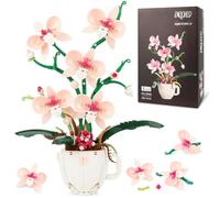 QLT QIAOLETONG Ideas Lot de 567 blocs de construction pour plantes orchidées roses - Compatible avec la marque générique STEM - Décoration florale - Cadeau pour adultes et filles à partir de 8 à 16
