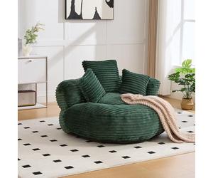 QLTXYHML Canapé Lounge Relax en Chenille Orange, Fauteuil Lazy à Dossier Haut avec 3 Coussins, Chaise Gaming Confortable pour Adultes et Enfants (Émeraude + Cordoue)