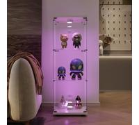 QLTXYHML Meuble vitrine avec éclairage LED- Vitrine Salon à Porte Unique et 3 étagères - Facile à Installer avec verrou de sécurité-Vitrine en Verre pour Collection et Lego