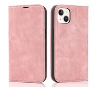QLTYPRI Coque Magnétique Compatible avec iPhone 14 Plus, Flip Portefeuille Étui en Cuir Compatible avec MagSafe mit RFID Blocage Fentes pour Cartes Housse à Rabat pour iPhone 14 Plus - Or Rose