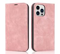 QLTYPRI Coque pour iPhone 12 Pro Max, Flip Portefeuille Étui en Cuir Compatible avec MagSafe mit RFID Blocage Fentes pour Cartes Housse à Rabat pour iPhone 12 Pro Max - Or Rose