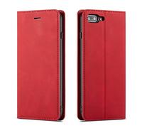 QLTYPRI Coque pour iPhone 7 Plus/iPhone 8 Plus, Housse en Cuir Premium PU Portefeuille Etui, [Fentes pour Cartes] [Fermoir Magnétique] [Stand Fonction] Flip Coque pour iPhone 7 Plus/8 Plus - Rouge