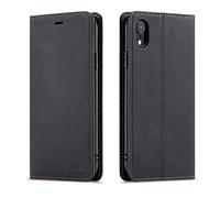 QLTYPRI Coque pour iPhone XR, Housse en Cuir Premium PU Portefeuille Etui, [Fentes pour Cartes] [Fermoir Magnétique] [Stand Fonction] Flip Coque pour iPhone XR - Noir