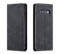 QLTYPRI Coque pour Samsung Galaxy S10 Plus, Housse en Cuir Premium PU Portefeuille Etui, [Fentes pour Cartes] [Fermoir Magnétique] [Stand Fonction] Flip Coque pour Samsung Galaxy S10 Plus - Noir