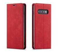 QLTYPRI Coque pour Samsung Galaxy S10 Plus, Housse en Cuir Premium PU Portefeuille Etui, [Fentes pour Cartes] [Fermoir Magnétique] [Stand Fonction] Flip Coque pour Samsung Galaxy S10 Plus - Rouge