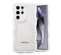 QLTYPRI Coque pour Samsung Galaxy S26 Ultra - Avec cadre mignon et ondulé transparent à paillettes pour filles et femmes - Coque transparente antichoc en TPU souple pour Galaxy S26 Ultra - Transparent