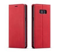 QLTYPRI Coque pour Samsung Galaxy S8, Housse en Cuir Premium PU Portefeuille Etui, [Fentes pour Cartes] [Fermoir Magnétique] [Stand Fonction] Flip Coque pour Samsung Galaxy S8 - Rouge