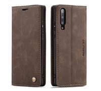 QLTYPRI Etui Coque pour Samsung Galaxy A50, Portefeuille Fentes Cartes Housse Antichoc Cuir PU Vintage Portefeuille Etui Compatible avec Samsung Galaxy A50 - Café
