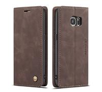 QLTYPRI Etui Coque pour Samsung Galaxy S7, Portefeuille Fentes Cartes Housse Antichoc Cuir PU Vintage Portefeuille Etui Compatible avec Samsung Galaxy S7 - Café