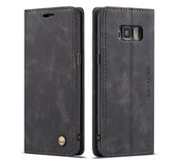 QLTYPRI Etui Coque pour Samsung Galaxy S8 Plus, Portefeuille Fentes Cartes Housse Antichoc Cuir PU Vintage Portefeuille Etui Compatible avec Samsung Galaxy S8 Plus - Noir