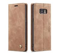 QLTYPRI Etui Coque pour Samsung Galaxy S8, Portefeuille Fentes Cartes Housse Antichoc Cuir PU Vintage Portefeuille Etui Compatible avec Samsung Galaxy S8 - Marron
