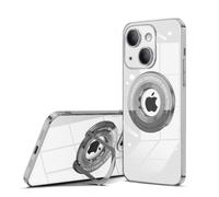 QLTYPRI Étui de protection magnétique pour iPhone 14 compatible avec MagSafe - Avec support intégré - Protection de l'appareil photo - Anti-chocs - Argenté