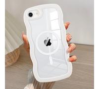 QLTYPRI Étui Magnétique pour iPhone 17e/16e Coque de Phone Portable Compatible avec MagSafe, Aesthetic Klar Wellen Rahmenform Silikon TPU Case pour Les Femmes Filles Housse Antichoc - Blanc
