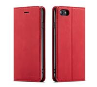 QLTYPRI Etui pour iPhone 17e/16e, Housse en Cuir Premium PU Portefeuille Conque, Fentes pour Cartes Fermoir Magnétique Stand Fonction Flip Coque pour iPhone 17e/16e - Rouge