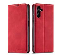 QLTYPRI Etui pour Samsung Galaxy A17 5G, Housse en Cuir Premium PU Portefeuille Conque, Fentes pour Cartes Fermoir Magnétique Stand Fonction Flip Coque pour Samsung Galaxy A17 5G - Rouge