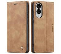 QLTYPRI Hülle für Samsung Galaxy S25 Edge, Vintage Dünne Handyhülle mit Kartenfach Geld Slot Ständer PU Ledertasche TPU Bumper Wallet Case Flip Schutzhülle Kompatibel mit Samsung S25 Edge - Braun