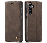 QLTYPRI Hülle für Samsung Galaxy S25 Edge, Vintage Dünne Handyhülle mit Kartenfach Geld Slot Ständer PU Ledertasche TPU Bumper Wallet Case Flip Schutzhülle Kompatibel mit Samsung S25 Edge - Kaffee