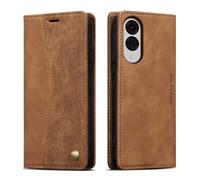 QLTYPRI Hülle für Samsung Galaxy S25 Edge, Vintage Dünne Handyhülle mit Kartenfach Geld Slot Ständer PU Ledertasche TPU Bumper Wallet Case Flip Schutzhülle Kompatibel mit S25 Edge - Retro Braun