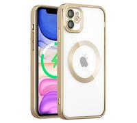 QLTYPRI Magnétique Coque pour iPhone 11 Compatible avec Recharge sans Fil, Housse Transparente Antichoc Coque Protection Caméra Étui Silicone TPU Souple - Or