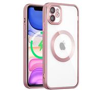 QLTYPRI Magnétique Coque pour iPhone 12 Compatible avec Recharge sans Fil, Housse Transparente Antichoc Coque Protection Caméra Étui Silicone TPU Souple - Or Rose