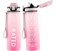 QLUR Gourde, 750ML Gourde Sport avec Paille et Graduée, 0.75 Litre Étanche Bouteille d'Eau avec Brosse, Gourdes Motivation sans BPA pour Fitness, Bureau, l'école, Yoga