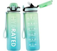 QLUR Gourde, 750ML Gourde Sport avec Paille et Graduée, 0.75 Litre Étanche Bouteille d'Eau avec Brosse, Gourdes Motivation sans BPA pour Fitness, Bureau, l'école, Yoga