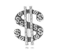 QLUYCKW Broche en forme de dollar pour femme et homme - Style vintage - Strass - Pour robe de rappeur, hip-hop - Accessoires personnalisés - Bijoux, Medium, Acier allié, Pierre précieuse