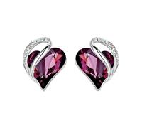 QLUYCKW Forever Love - Boucles d'oreilles à tige en forme de cœur pour femme, délicates et scintillantes en oxyde de zirconium avec strass, pour la Saint-Valentin, un anniversaire de mariage, un