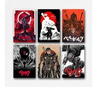 QLVHZGRND Lot de 6 affiches Berserk sur toile style 5 - Décoration murale vintage classique - Décoration de chambre - 20 x 30 cm