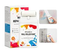 Qlxiuns Mini Rouleau Peinture de Réparation Murale, Peinture Blanche Mur et Plafond à Base d'Eau à Séchage Rapide, Rouleau Peinture avec Réservoir pour Taches, Fissures et Graffitis, 100g