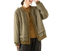 QLXYYFC Veste D'hiver Ample et Chaude Pour Femme Pour Le Printemps, L'automne et L'hiver, Patte de Boutonnage, Veste Matelassée, Doudoune, Veste Mi-saison (Color : Green, Size : XL)