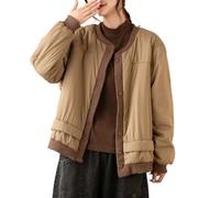 QLXYYFC Veste D'hiver Ample et Chaude Pour Femme Pour Le Printemps, L'automne et L'hiver, Patte de Boutonnage, Veste Matelassée, Doudoune, Veste Mi-saison (Color : Brown, Size : XL)
