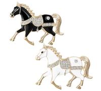 QLYOVWE Lot de 2 broches en forme de cheval de course pour homme et femme en émail pour course à pied, mustang et jockey, broche tendance en strass pour animaux équestres, bijoux cadeaux, Standard
