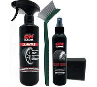 QM Cleaner Kit de Nettoyage et Lustrant pour Jantes et Pneus de Voiture | kit complet pour véhicule Comprend 500ml de Nettoyant pour Jantes, 200ml de Lustrant pour Pneu, une Brosse et une Éponge